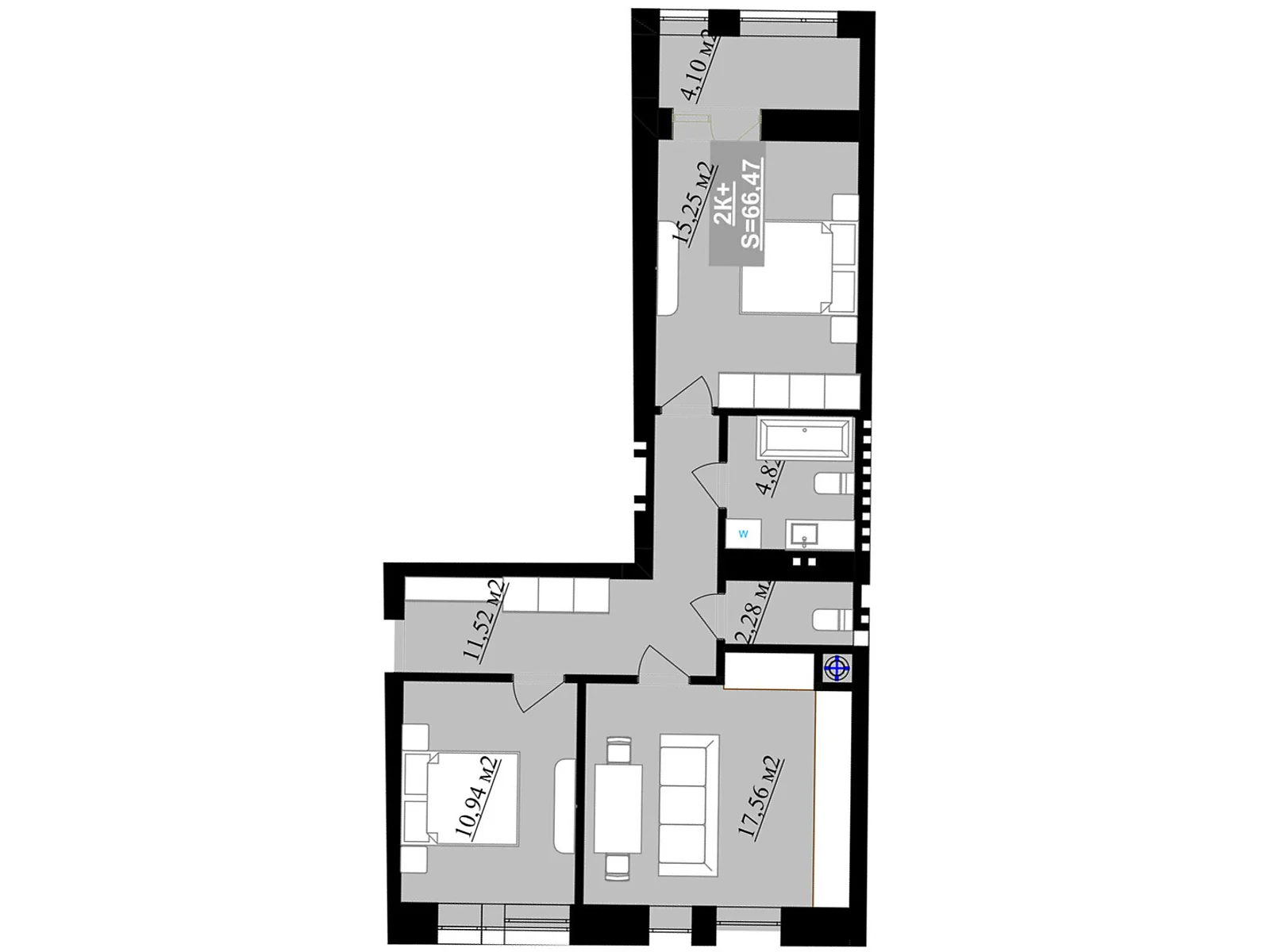 Продается 2-комнатная квартира 66.47 кв. м в Криховцах, ул. Приозерная, 2 - фото 1