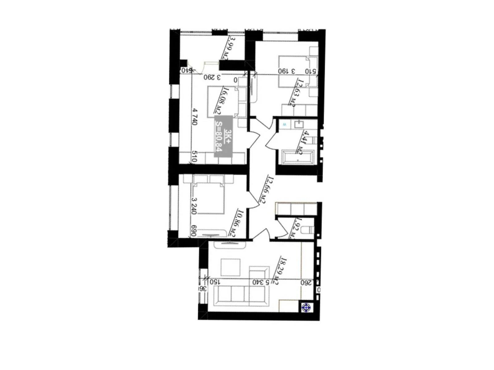Продается 3-комнатная квартира 80.84 кв. м в Криховцах, ул. Приозерная, 2 - фото 1