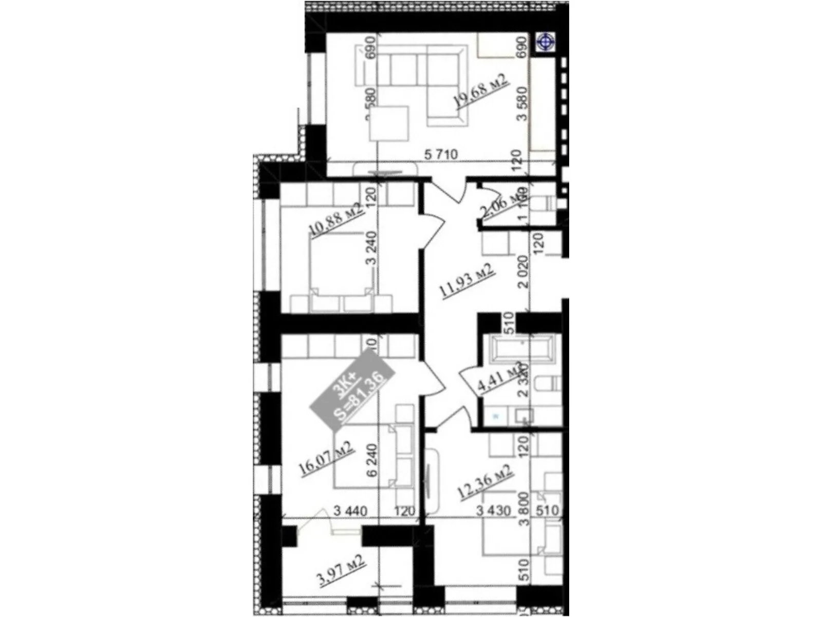 Продается 3-комнатная квартира 81.36 кв. м в Криховцах, ул. Приозерная, 2 - фото 1