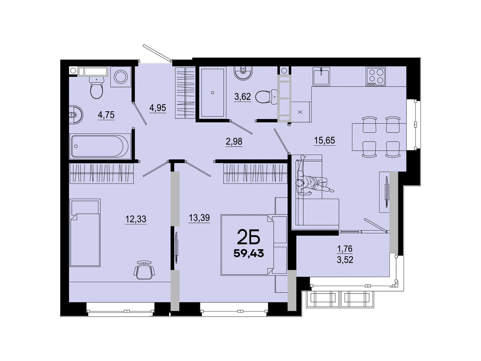Продается 2-комнатная квартира 59.43 кв. м в Киеве, ул. Николая Кибальчича, 1 - фото 1