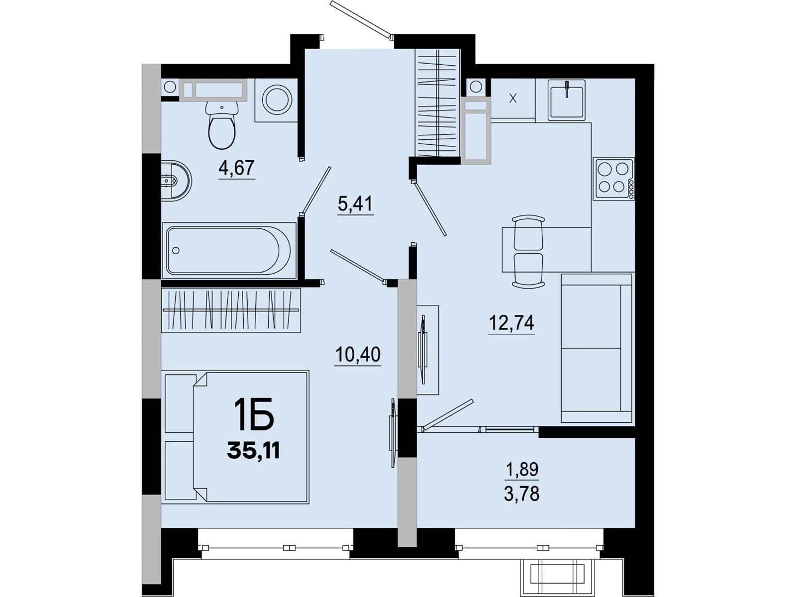 Продається 1-кімнатна квартира 35.11 кв. м у Києві, вул. Миколи Кибальчича, 1 - фото 1