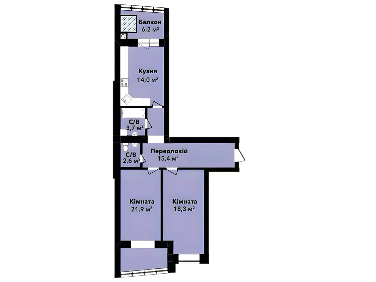 Продается 2-комнатная квартира 82.07 кв. м в Хмельницком, ул. Довженко, 4А - фото 1