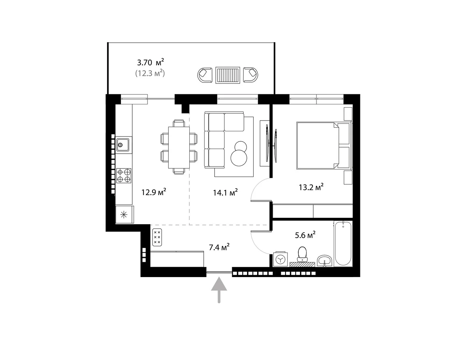 Продается 2-комнатная квартира 56.9 кв. м в Ужгороде, ул. Легоцкого, 80 - фото 1