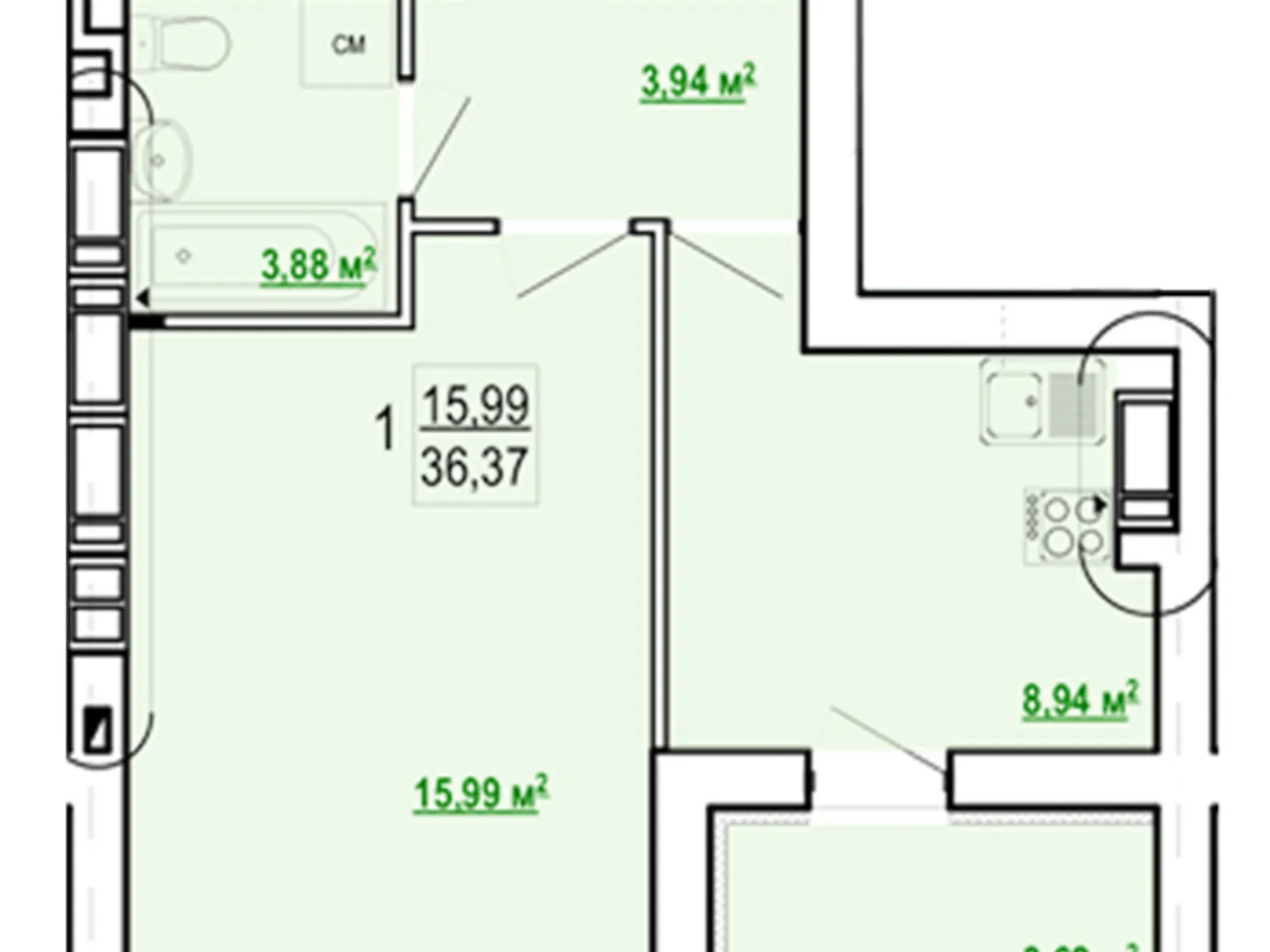 Продается 1-комнатная квартира 36.5 кв. м в Харькове, ул. Борткевича, 13 - фото 1