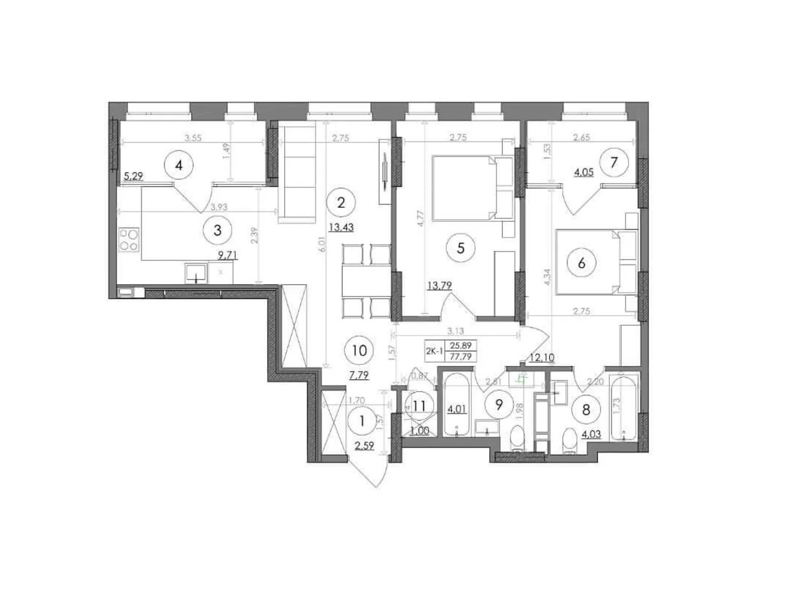 Продается 2-комнатная квартира 77.2 кв. м в Киеве, Столичное шоссе, 3А - фото 1