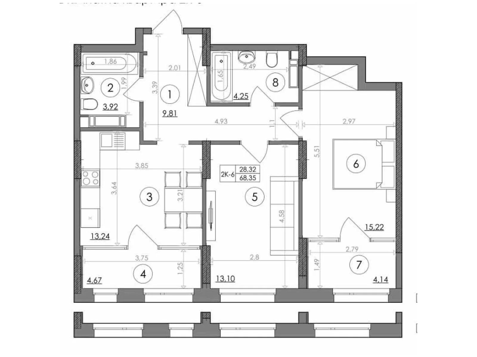 Продается 2-комнатная квартира 68.35 кв. м в Киеве, Столичное шоссе, 5А - фото 1