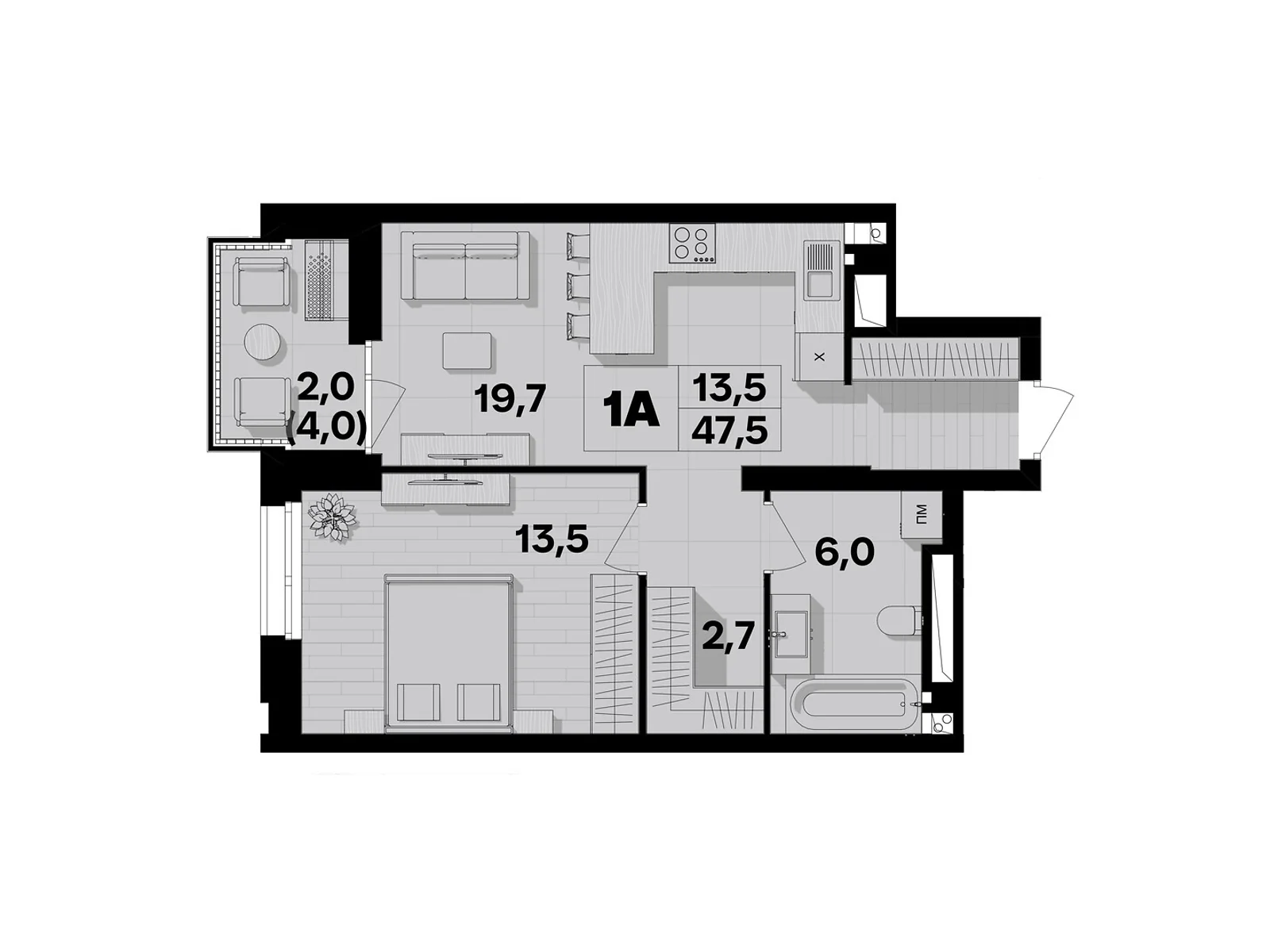 Продается 1-комнатная квартира 47.5 кв. м в Виннице, пер. Кирпичный, 12 - фото 1