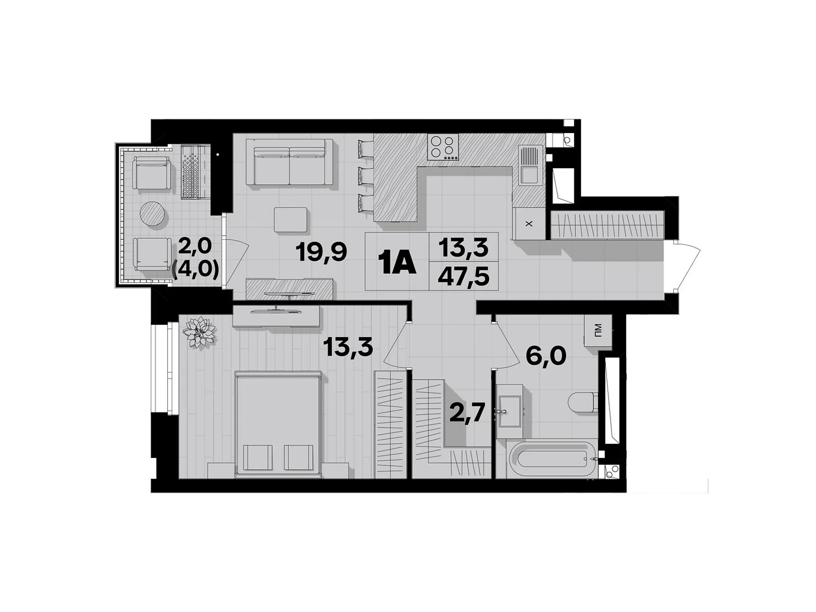 Продается 1-комнатная квартира 47.5 кв. м в Виннице, пер. Кирпичный, 12 - фото 1
