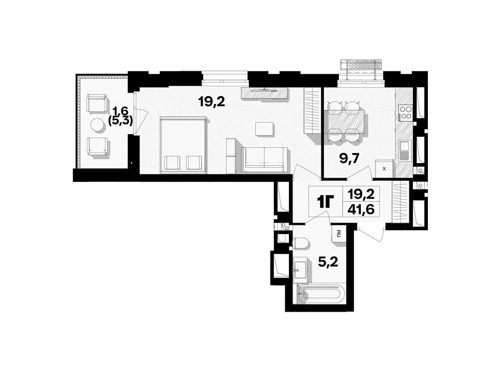 Продается 1-комнатная квартира 41.6 кв. м в Виннице, пер. Кирпичный, 12 - фото 1