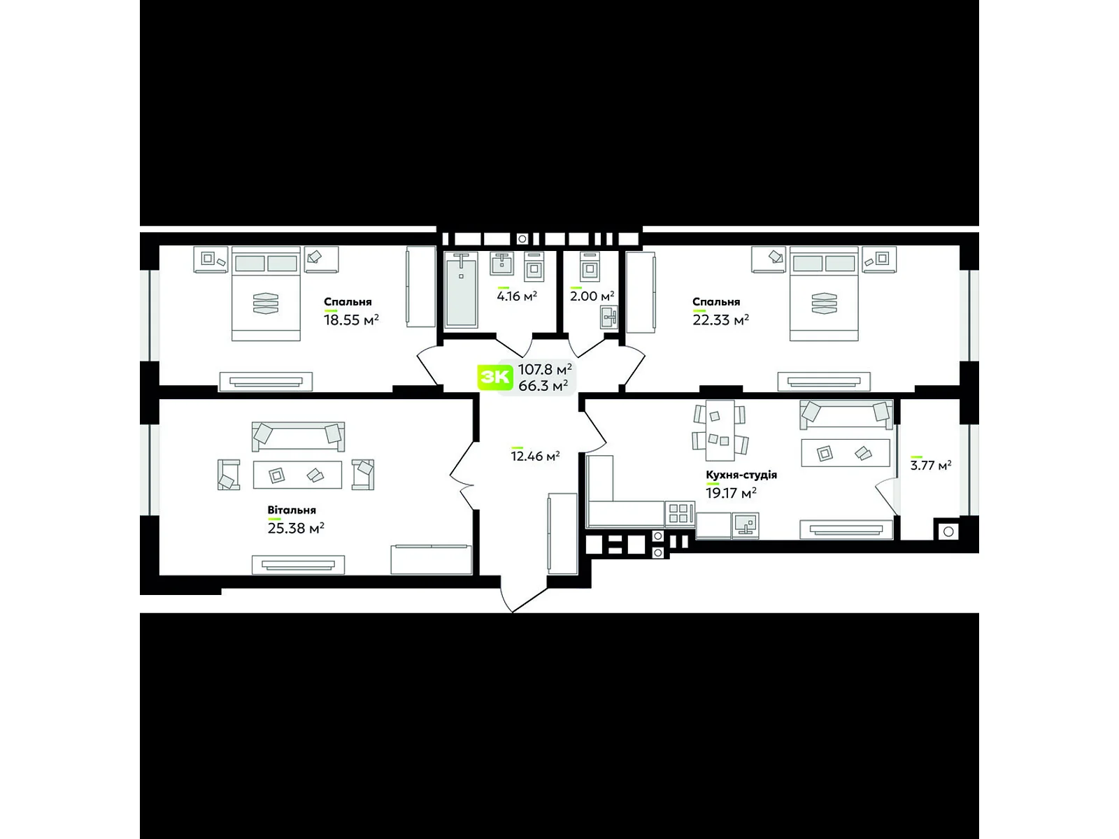 Продається 3-кімнатна квартира 107.82 кв. м у Львові, вул. Угорська, 12 - фото 1