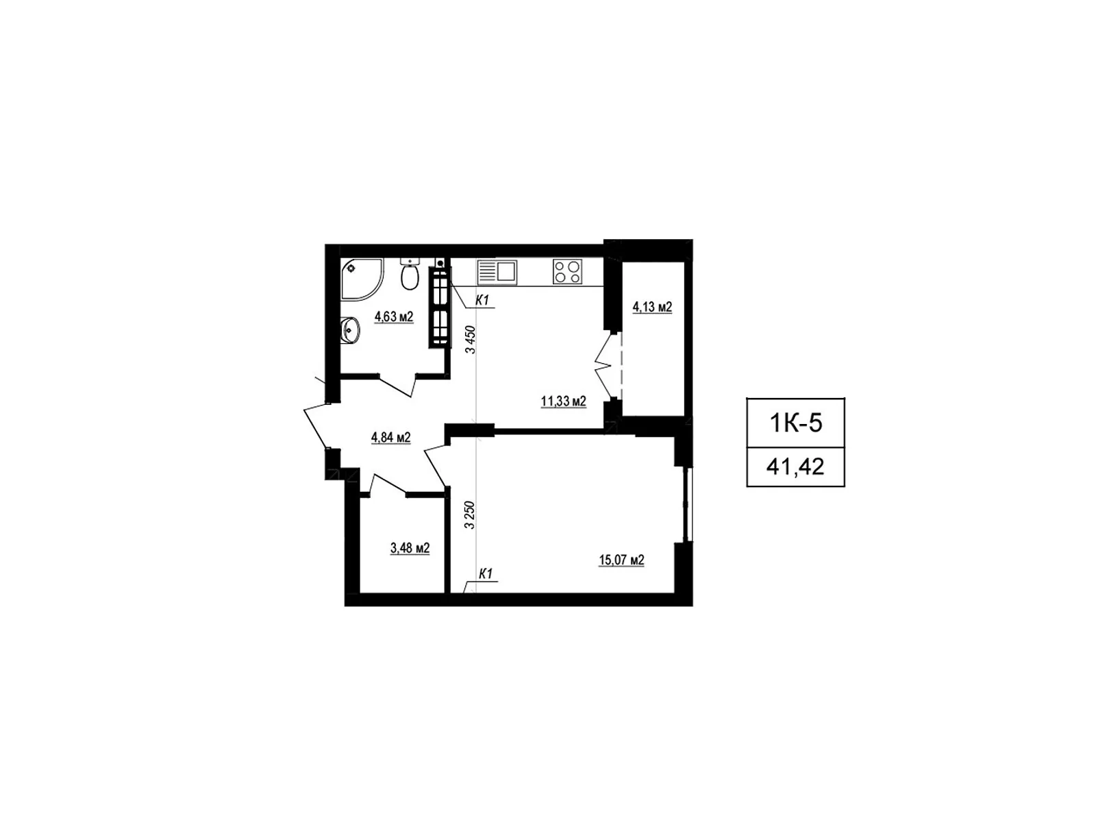 Продается 1-комнатная квартира 41.42 кв. м в Софиевской Борщаговке, ул. Яблоневая, 3А - фото 1