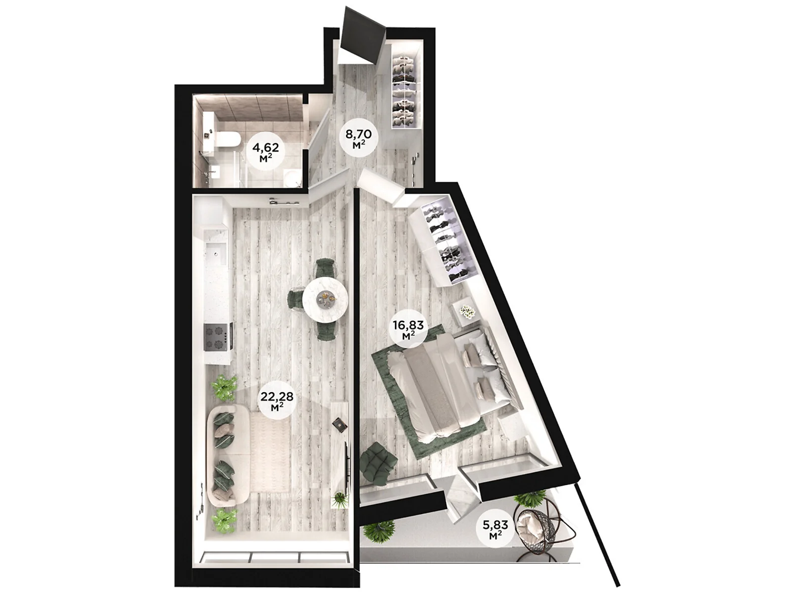 Продається 1-кімнатна квартира 58.26 кв. м у Дніпрі, вул. Сонячна Набережна(Малиновського Маршала) - фото 1