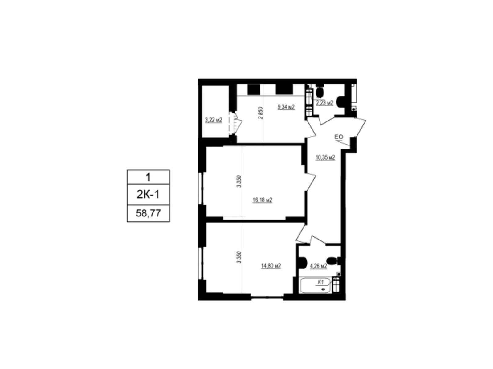 Продается 2-комнатная квартира 58.77 кв. м в Софиевской Борщаговке, ул. Яблоневая, 3А - фото 1