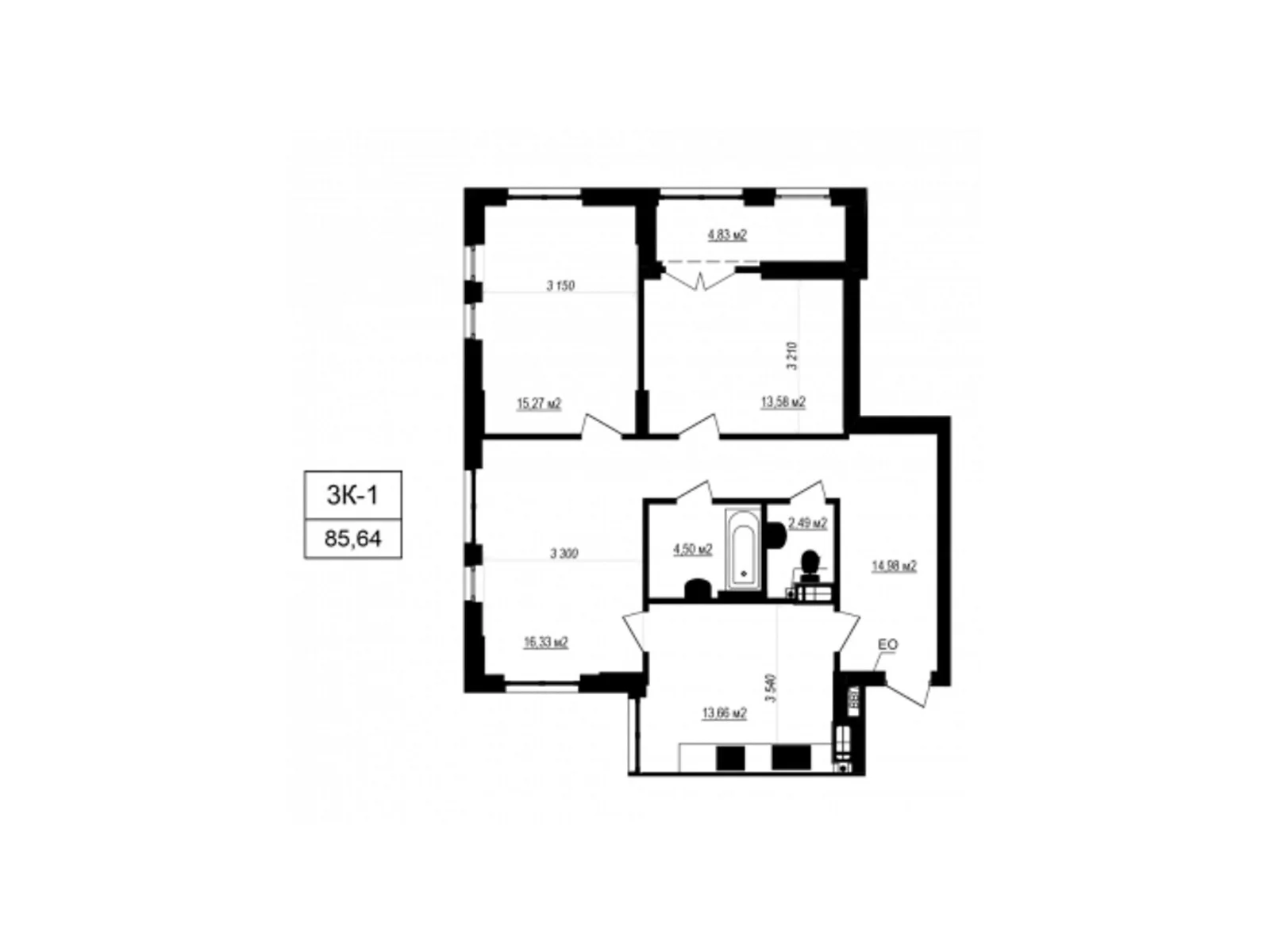 Продается 3-комнатная квартира 85.64 кв. м в Софиевской Борщаговке, ул. Яблоневая, 3А - фото 1