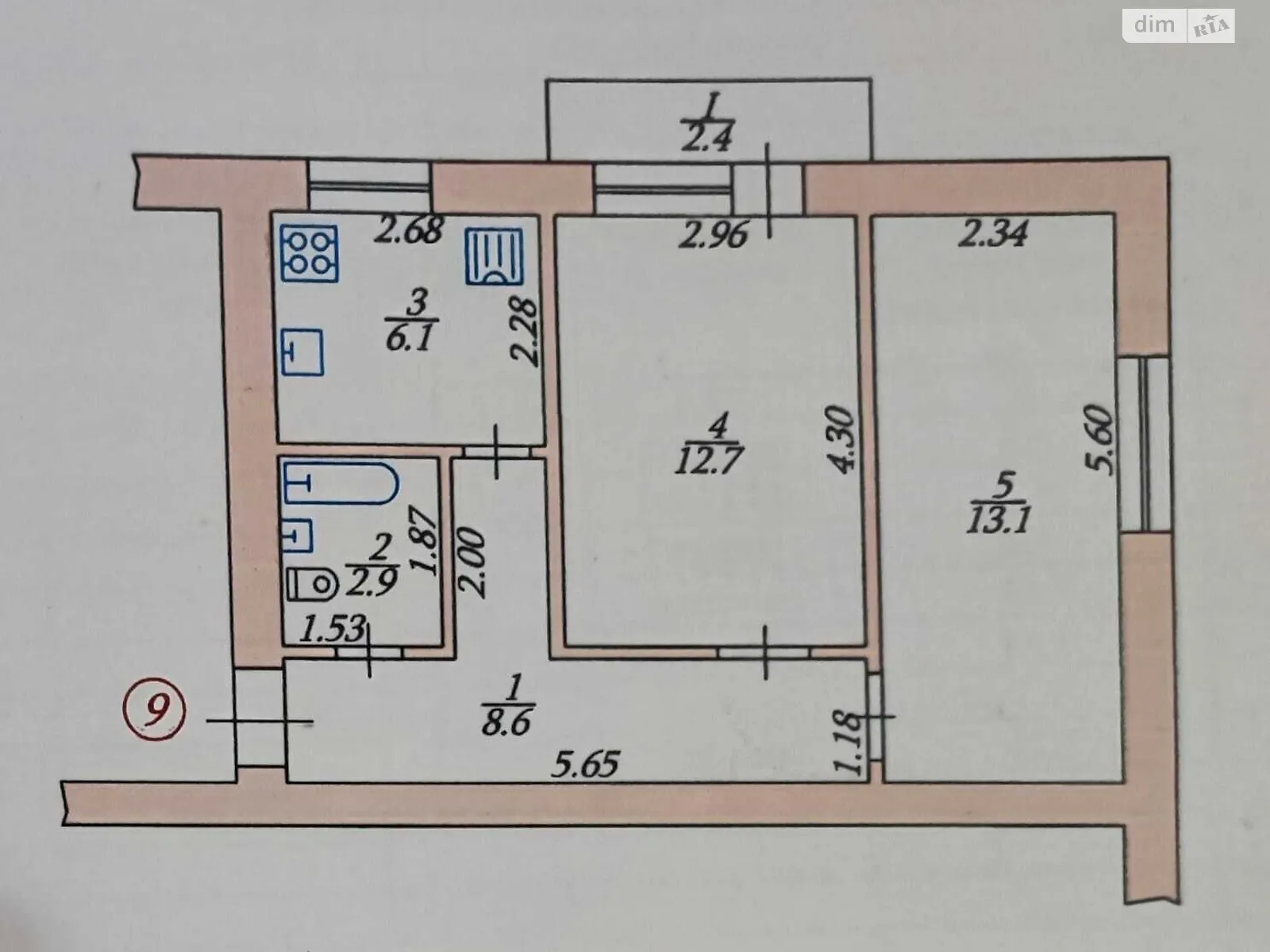 Продается 2-комнатная квартира 45.3 кв. м в, цена: 920000 грн - фото 1