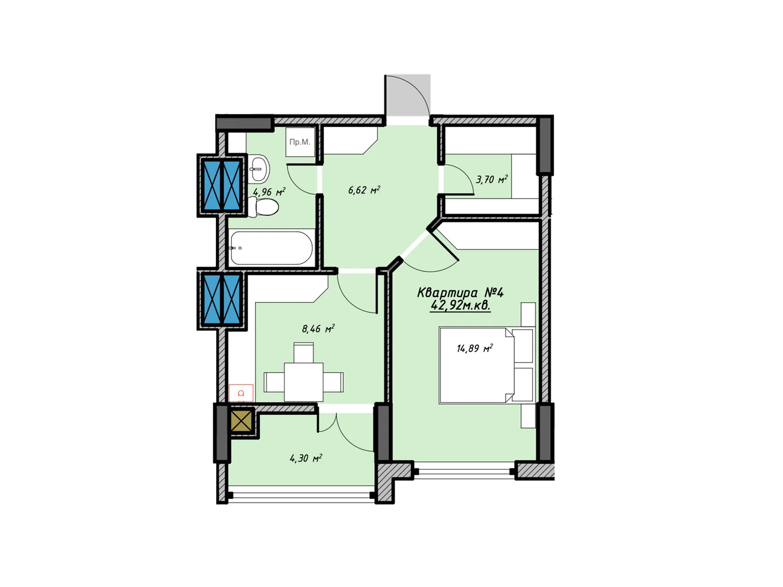 Продается 1-комнатная квартира 43.11 кв. м в Ивано-Франковске, Калушское шоссе, 15 - фото 1