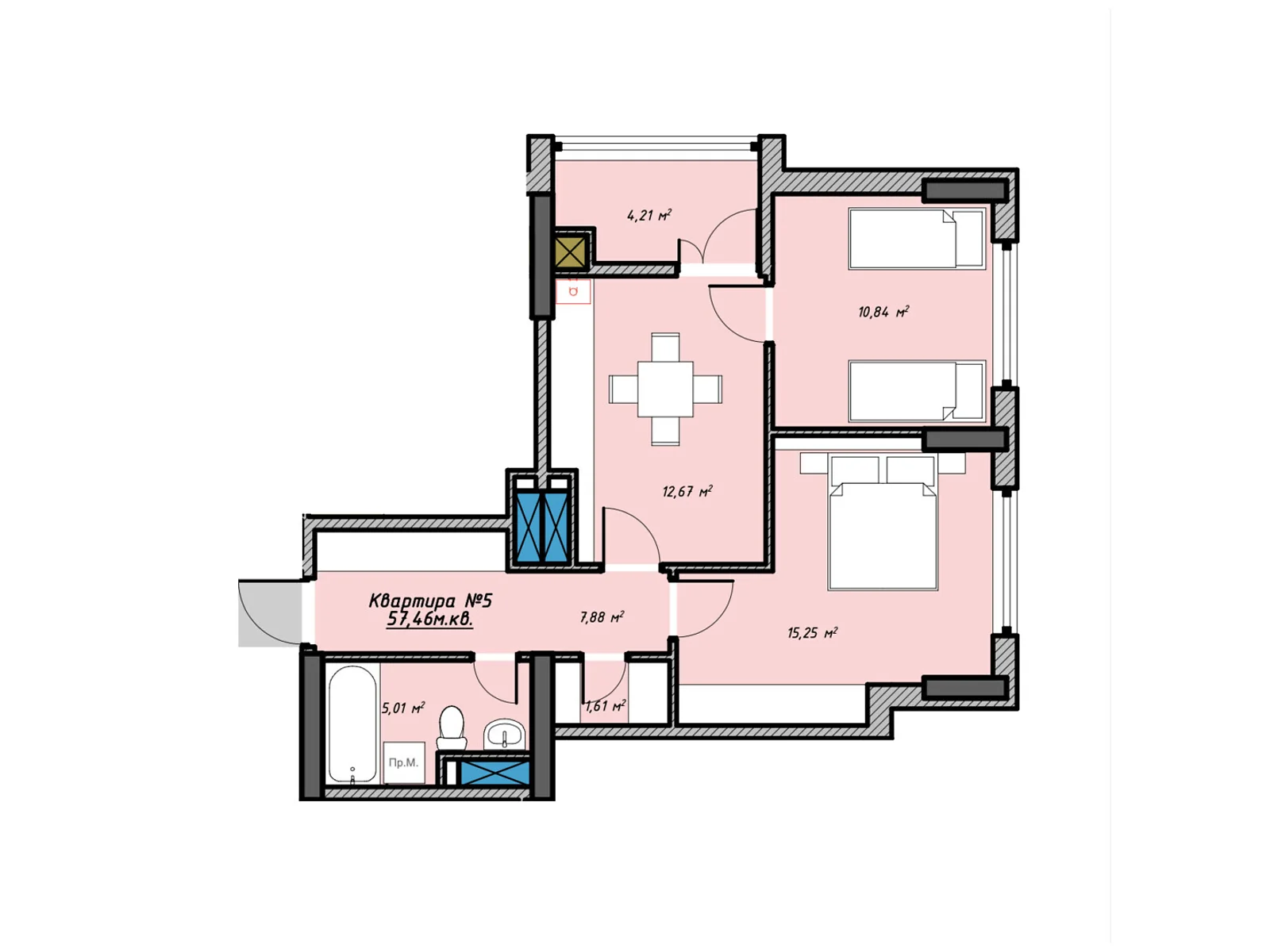 Продається 2-кімнатна квартира 57.49 кв. м у Івано-Франківську, Калуське шосе, 15 - фото 1