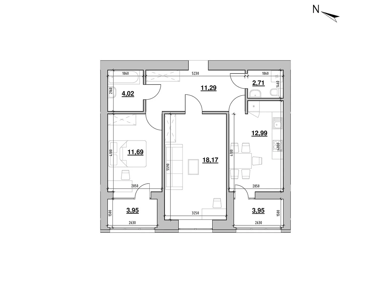 Продается 2-комнатная квартира 68.76 кв. м в Львове, ул. Железнодорожная, 7 - фото 1