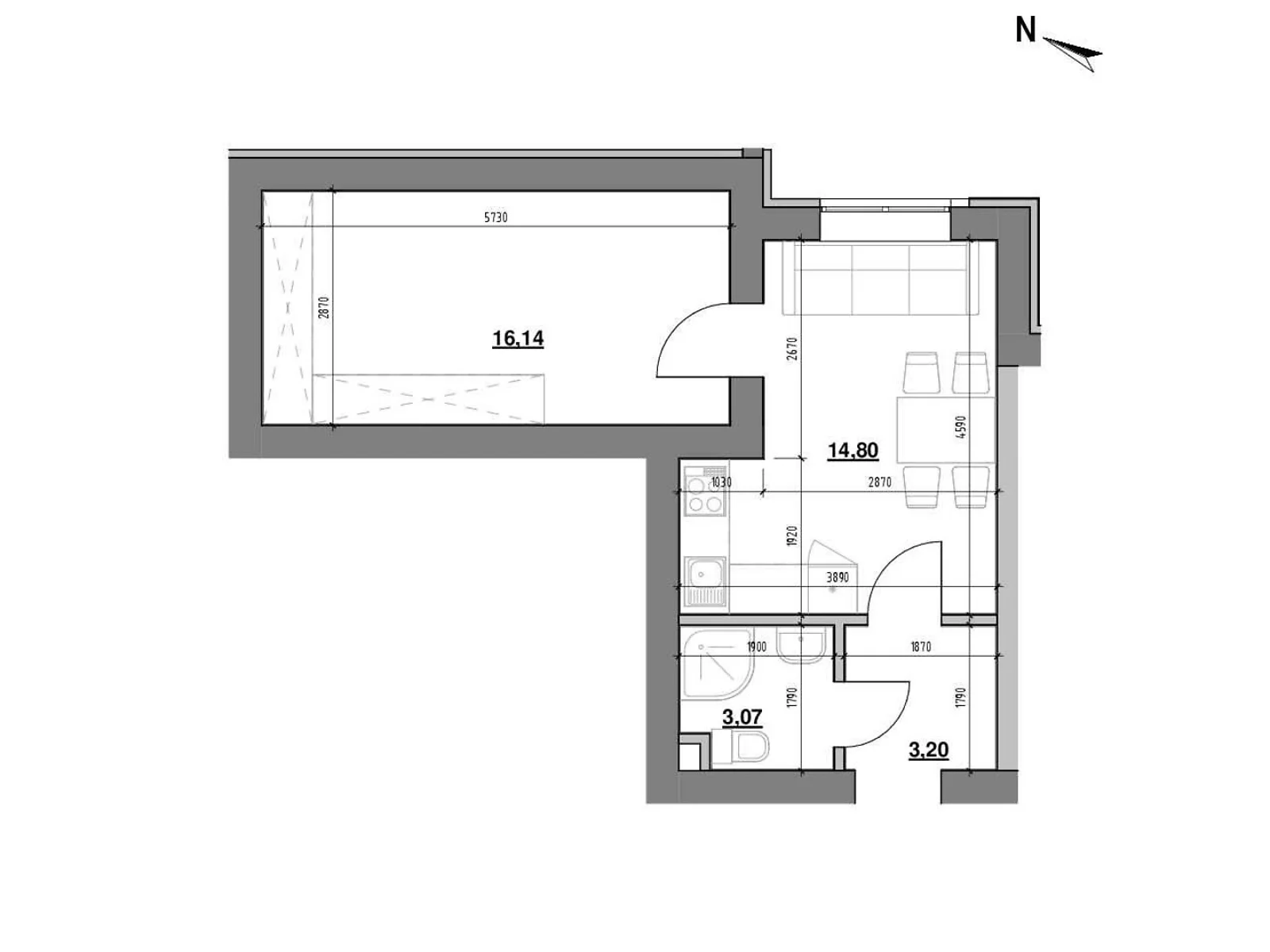Продается 1-комнатная квартира 37.21 кв. м в Львове, ул. Железнодорожная, 7 - фото 1
