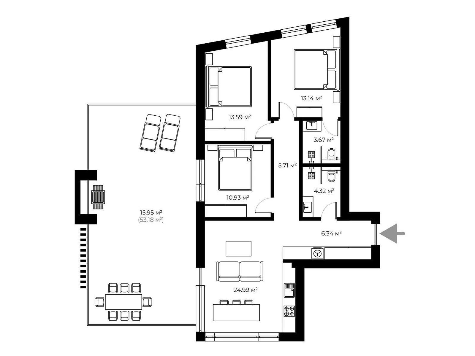 Продается 3-комнатная квартира 98.6 кв. м в Ужгороде, ул. Живописная, 8 - фото 1