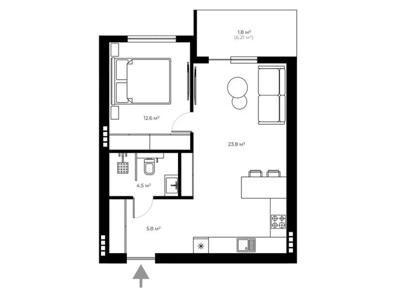 Продается 1-комнатная квартира 48.5 кв. м в Ужгороде, ул. Живописная, 8 - фото 1
