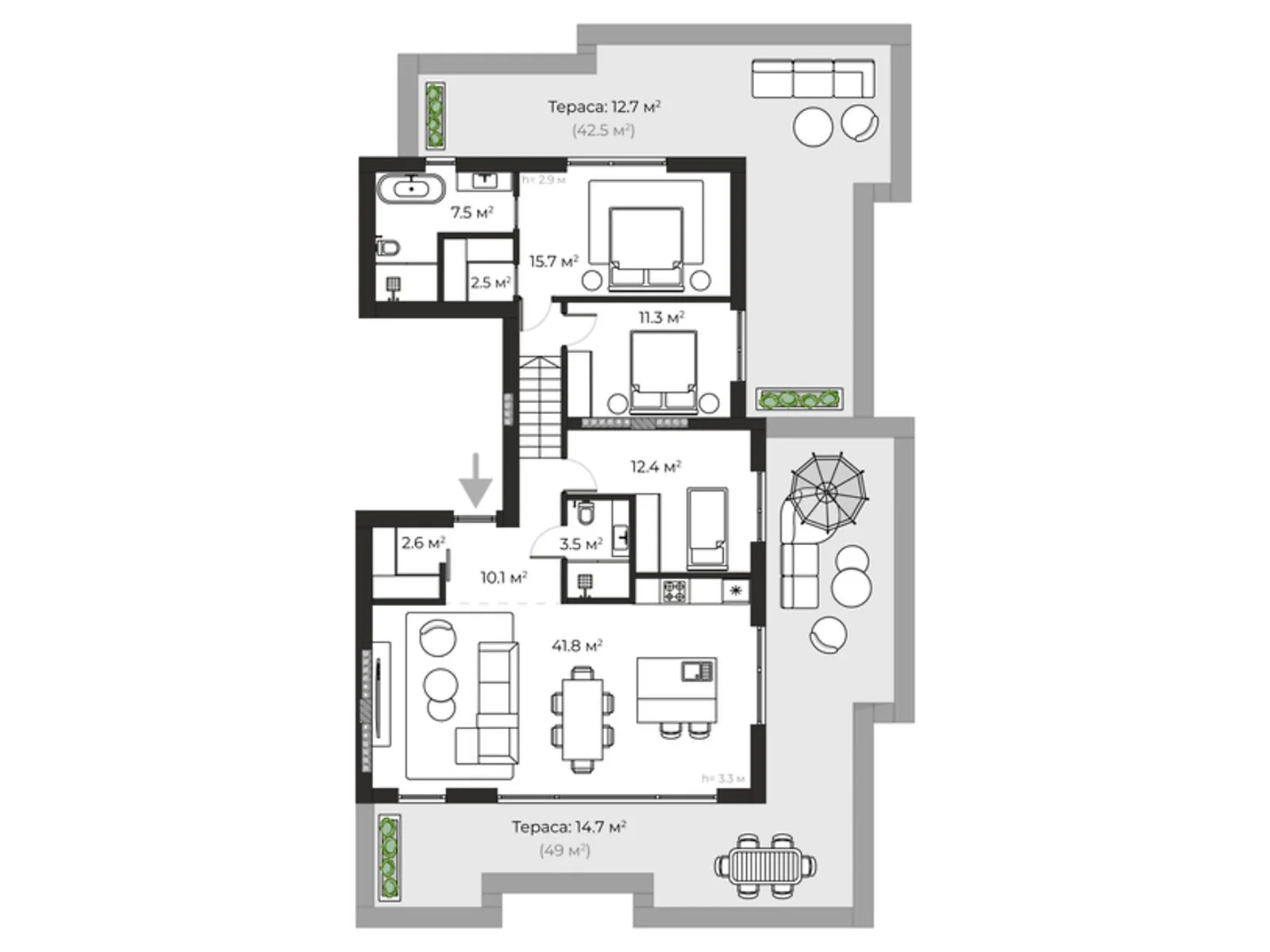 Продається 3-кімнатна квартира 134.8 кв. м у Ужгороді, вул. Запорізька, 1 - фото 1