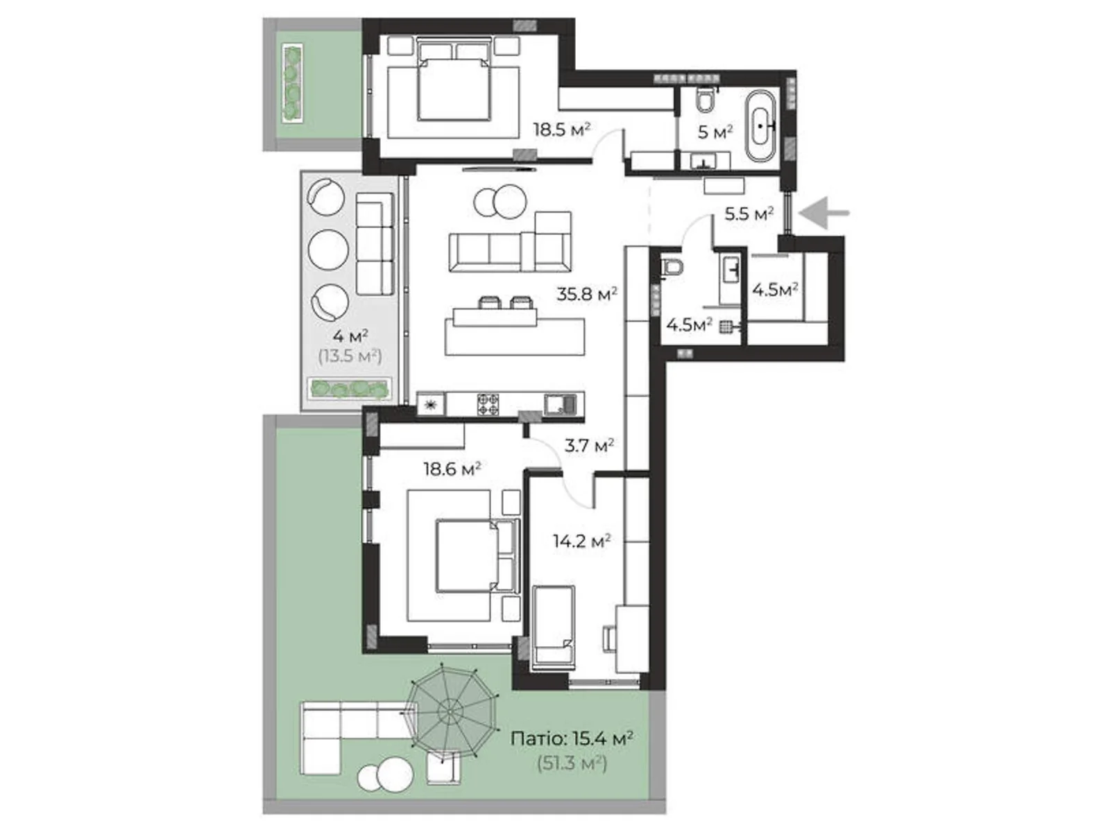 Продается 3-комнатная квартира 111 кв. м в Ужгороде, цена: 210900 $ - фото 1