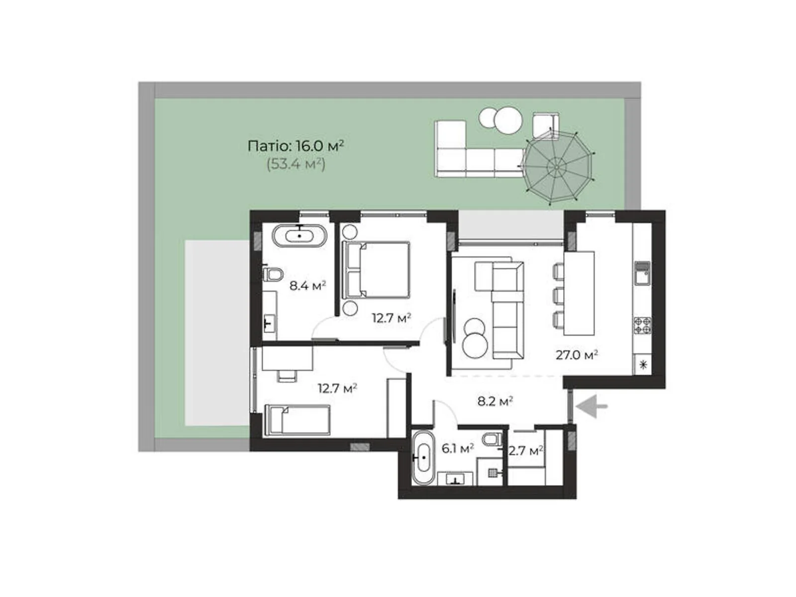 Продається 2-кімнатна квартира 93.8 кв. м у Ужгороді, вул. Запорізька, 1 - фото 1
