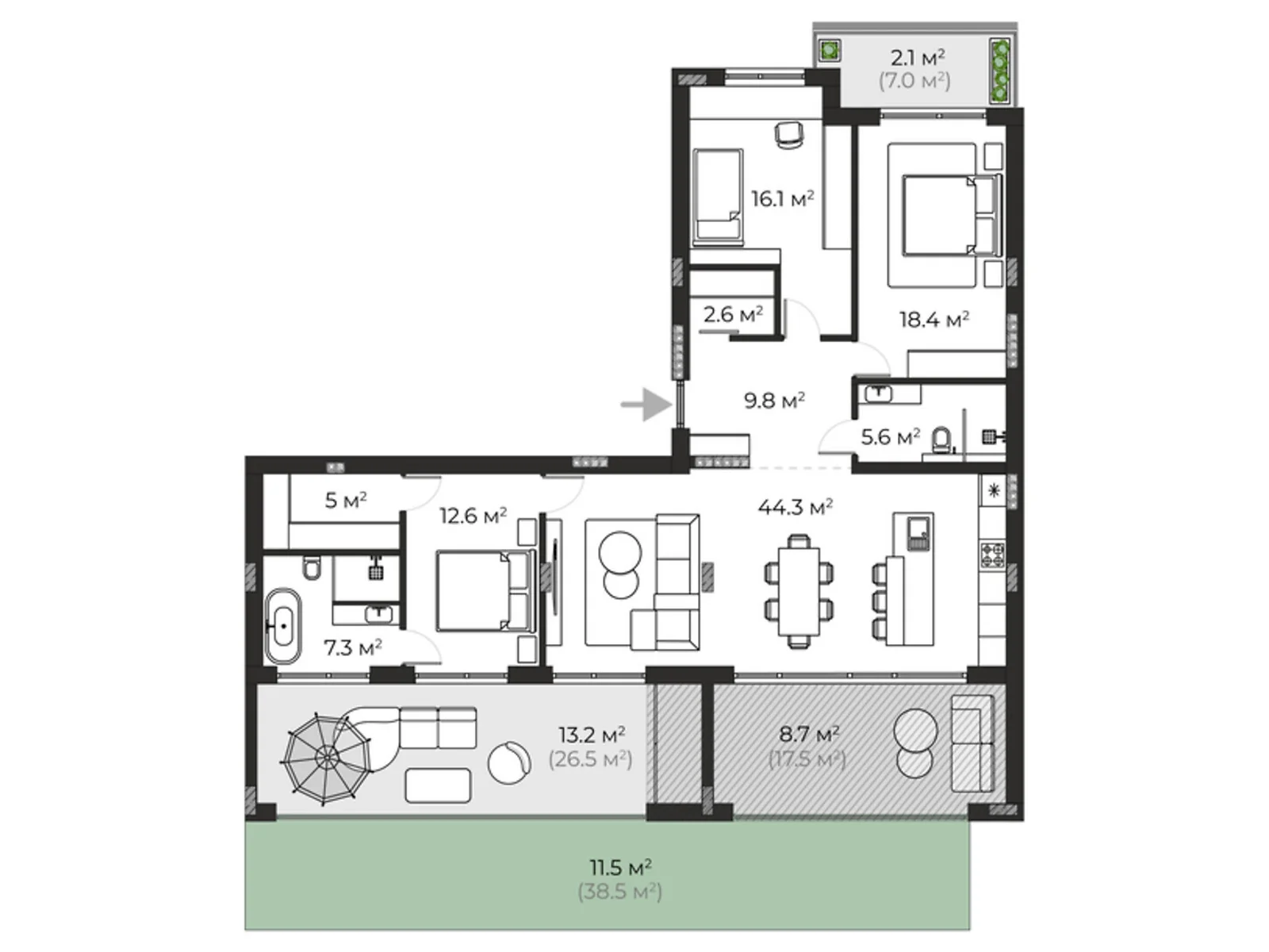 Продається 3-кімнатна квартира 157.2 кв. м у Ужгороді, вул. Запорізька, 1 - фото 1