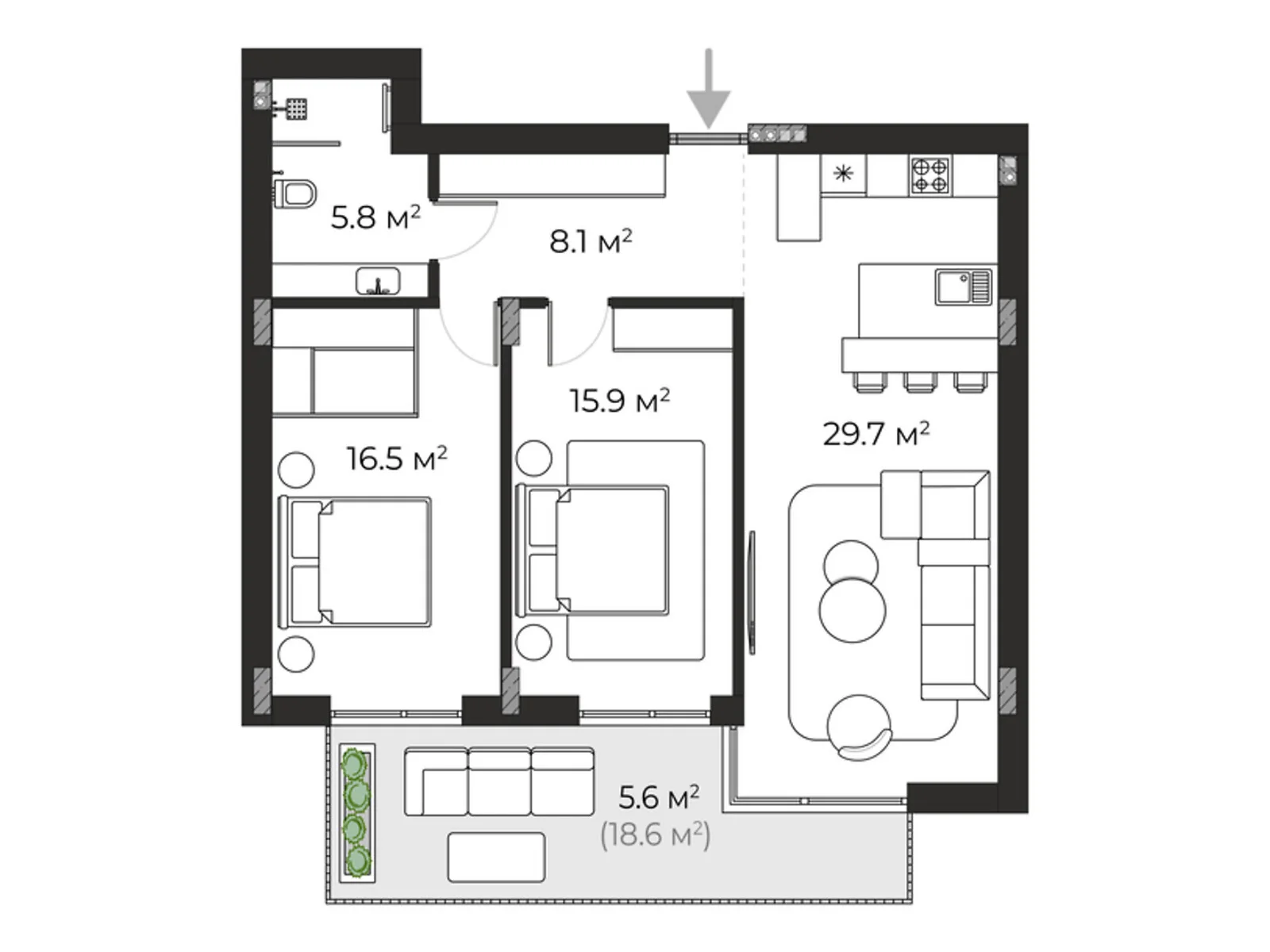 Продается 2-комнатная квартира 81.6 кв. м в Ужгороде, ул. Запорожская, 1 - фото 1
