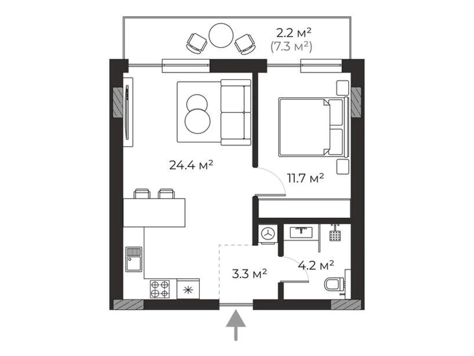 Продається 1-кімнатна квартира 45.8 кв. м у Ужгороді, вул. Запорізька, 1 - фото 1