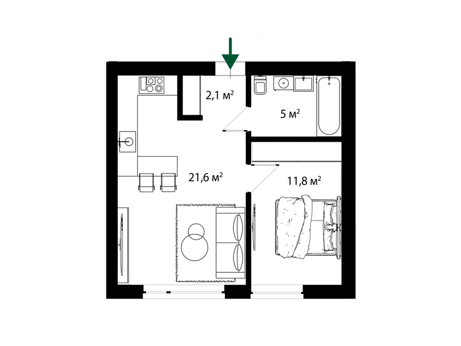 Продається 1-кімнатна квартира 40.4 кв. м у Ужгороді, вул. Запорізька, 1 - фото 1