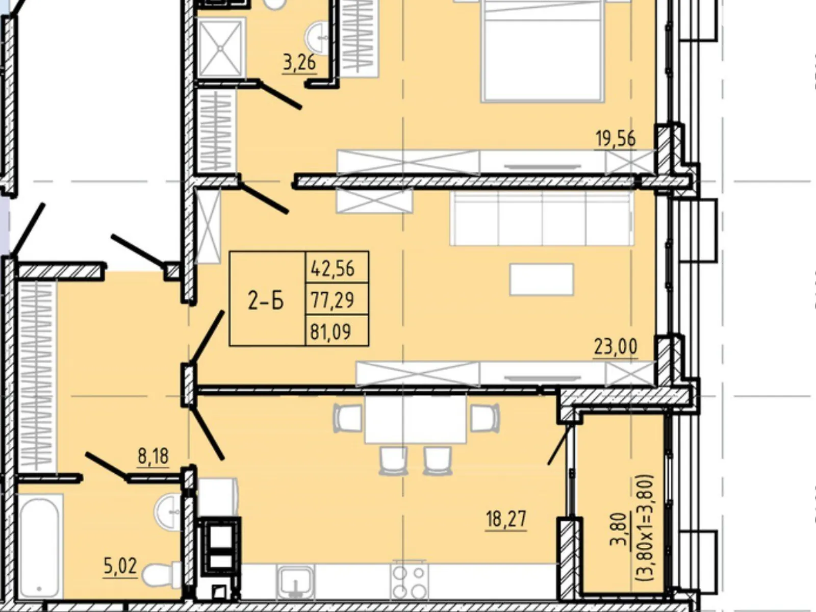 Продается 2-комнатная квартира 81.1 кв. м в Одессе, ул. Ивана Франко, 40 корпус 2 - фото 1