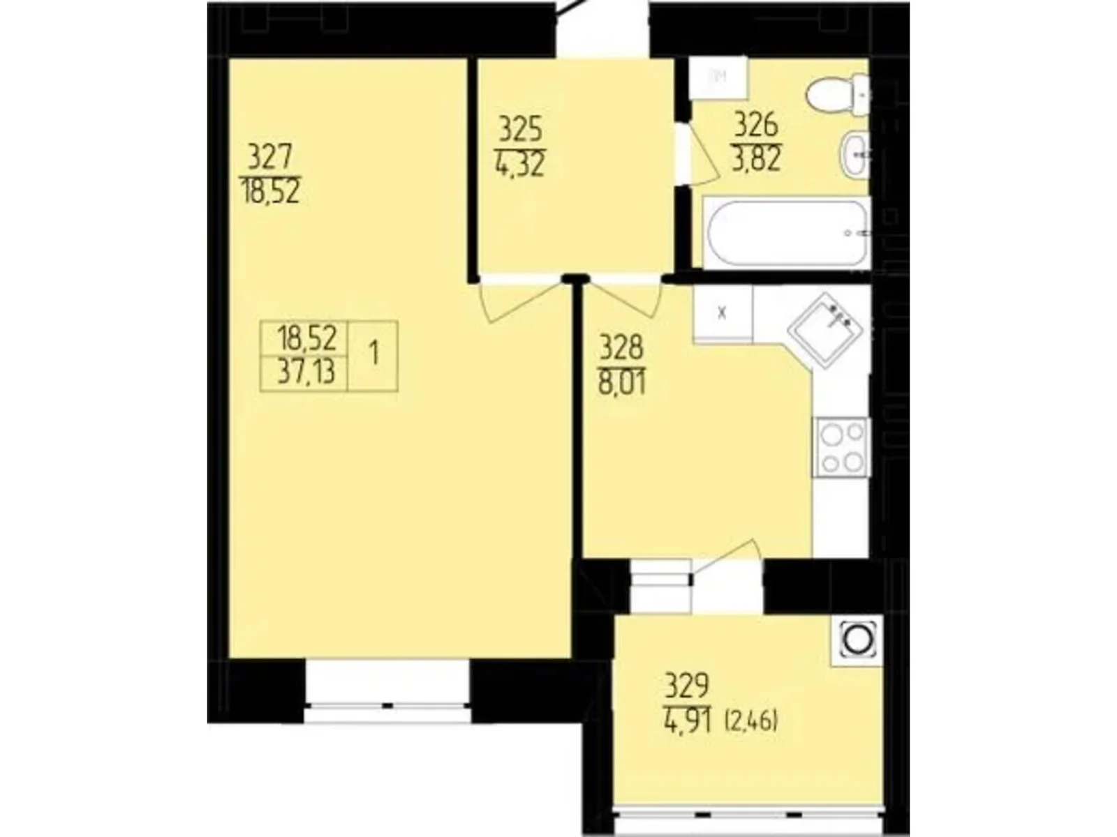 Продается 1-комнатная квартира 37.05 кв. м в Хмельницком, пер. Франко Ивана, 8 - фото 1