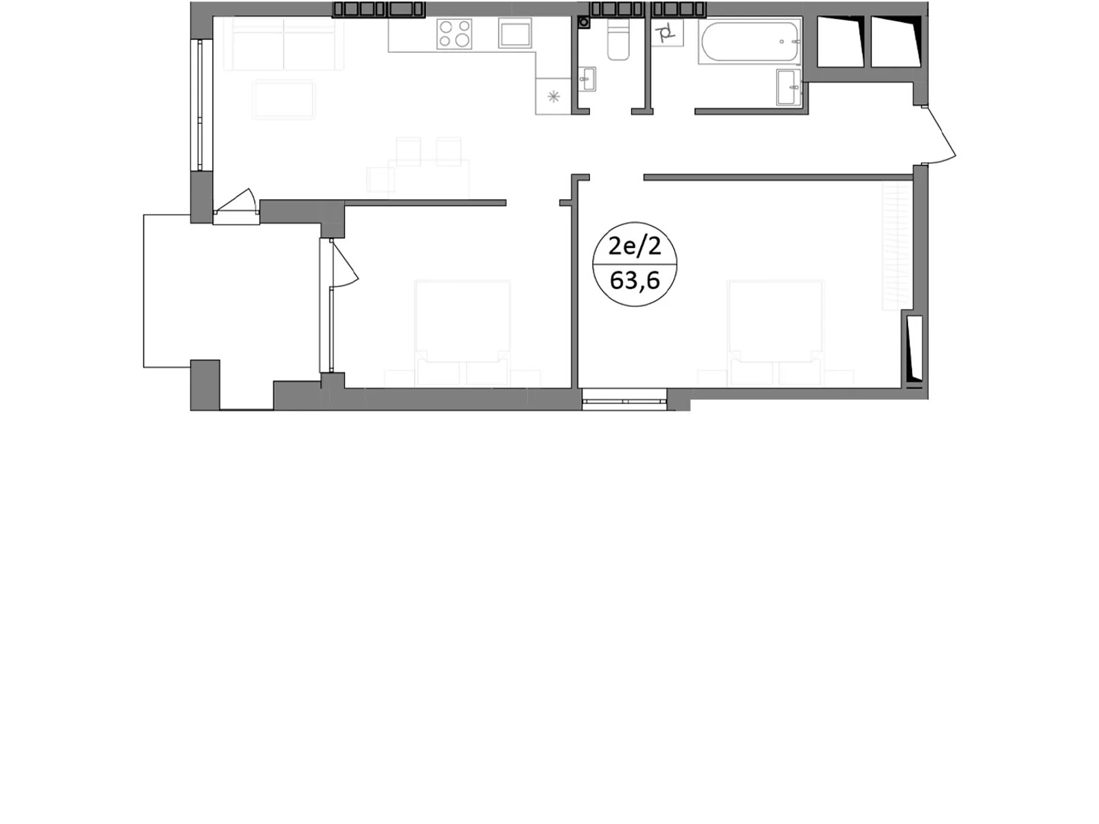Продається 2-кімнатна квартира 63.6 кв. м у Брюховичах, вул. Широка, 22 - фото 1