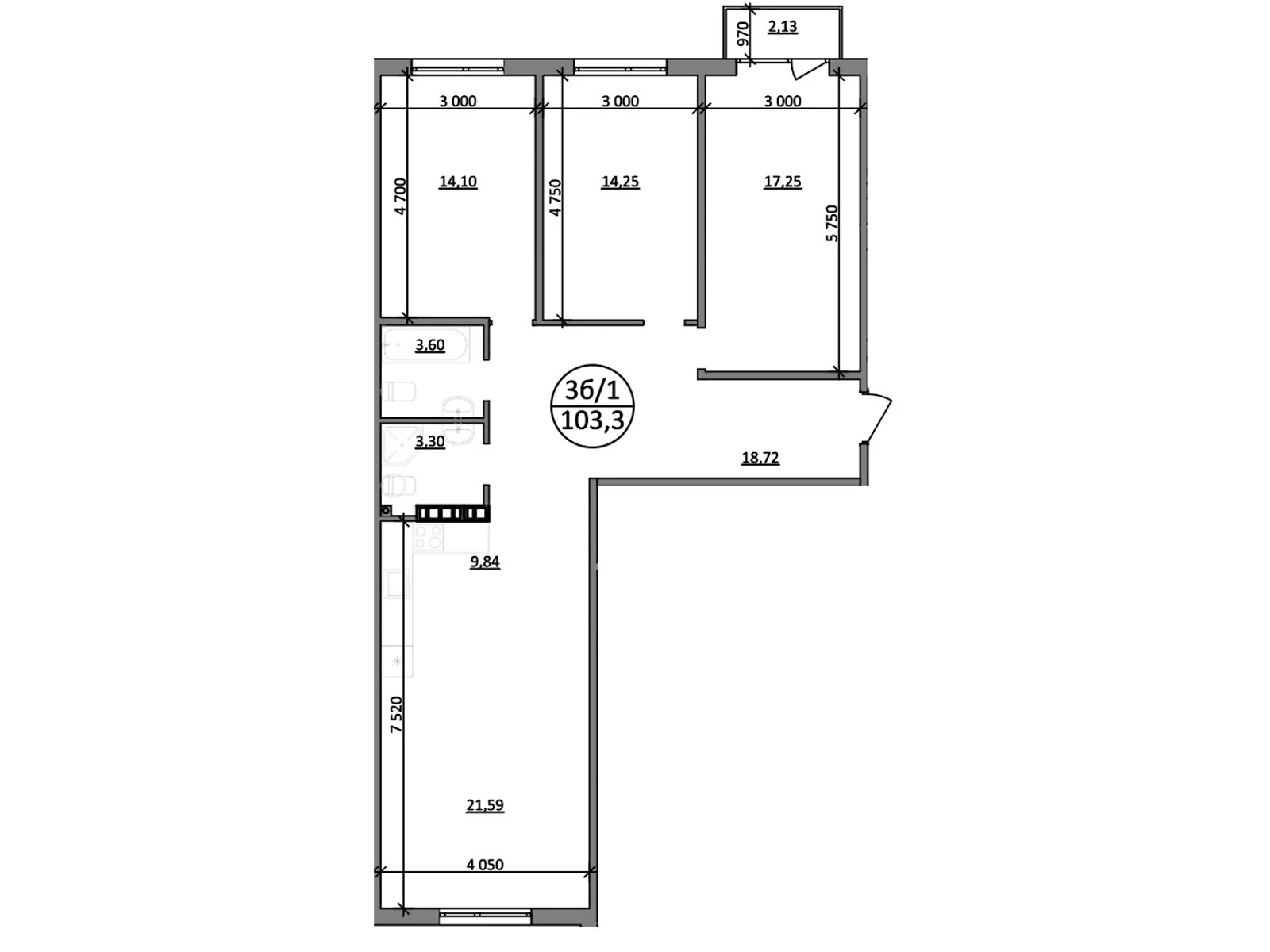 Продается 3-комнатная квартира 103.3 кв. м в Басовке, Кольцевая дор. - фото 1