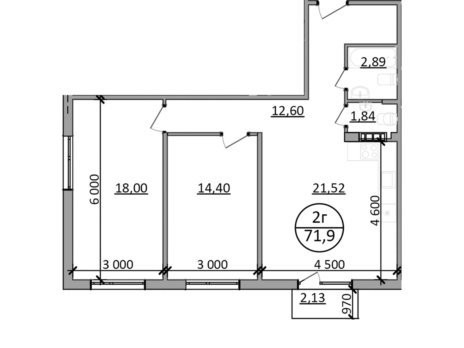 Продается 2-комнатная квартира 71.9 кв. м в Басовке, Кольцевая дор. - фото 1