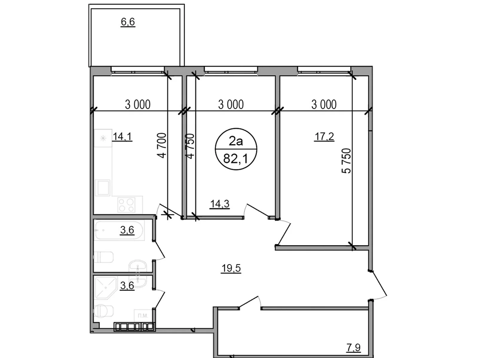 Продается 2-комнатная квартира 82.1 кв. м в Басовке, Кольцевая дор. - фото 1