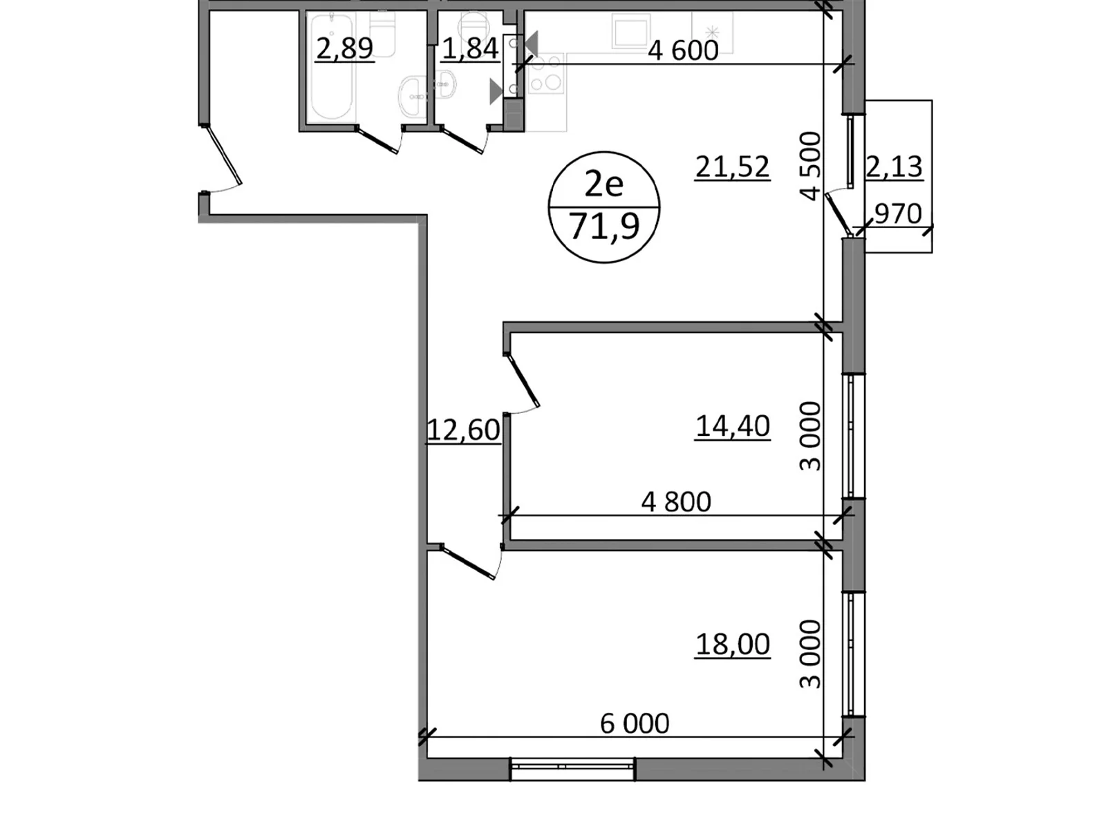 Продается 2-комнатная квартира 71.9 кв. м в Басовке, Кольцевая дор. - фото 1
