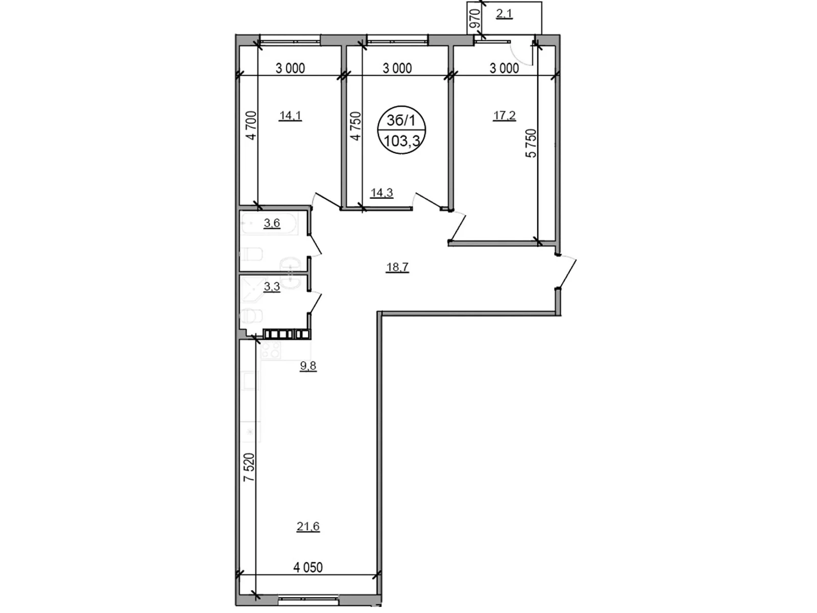 Продается 3-комнатная квартира 103.9 кв. м в Басовке, Кольцевая дор. - фото 1
