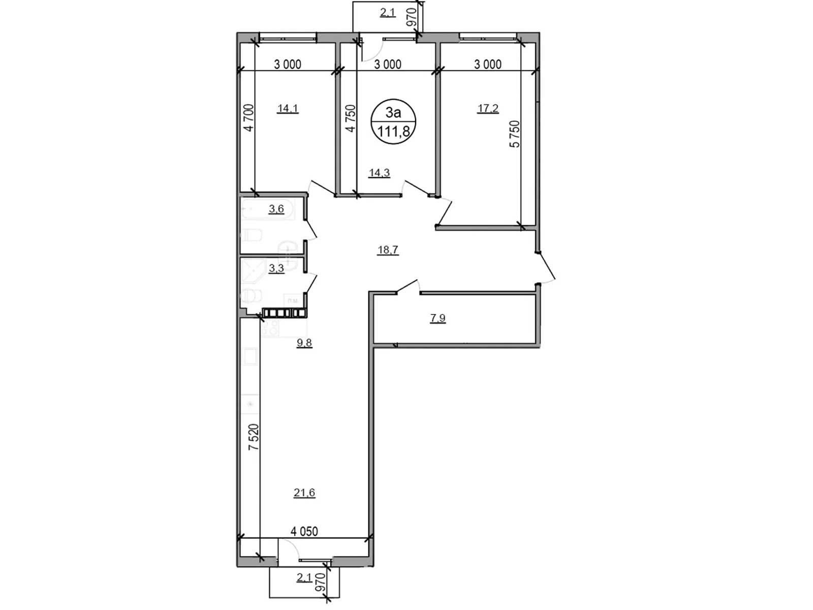 Продается 3-комнатная квартира 111.8 кв. м в Басовке, Кольцевая дор. - фото 1