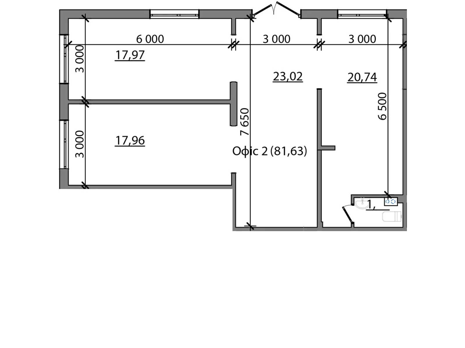 Продается офис 81.6 кв. м в бизнес-центре, цена: 83640 $ - фото 1