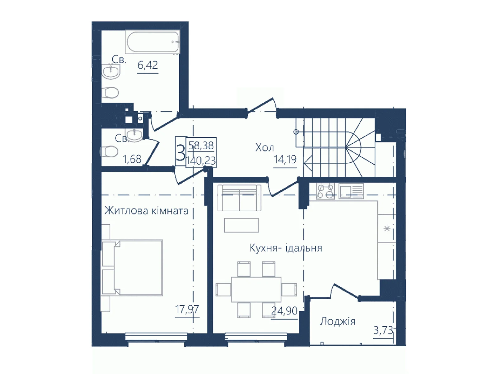 Продається 3-кімнатна квартира 140.23 кв. м у Чернівцях, вул. Героїв Майдану, 194А - фото 1