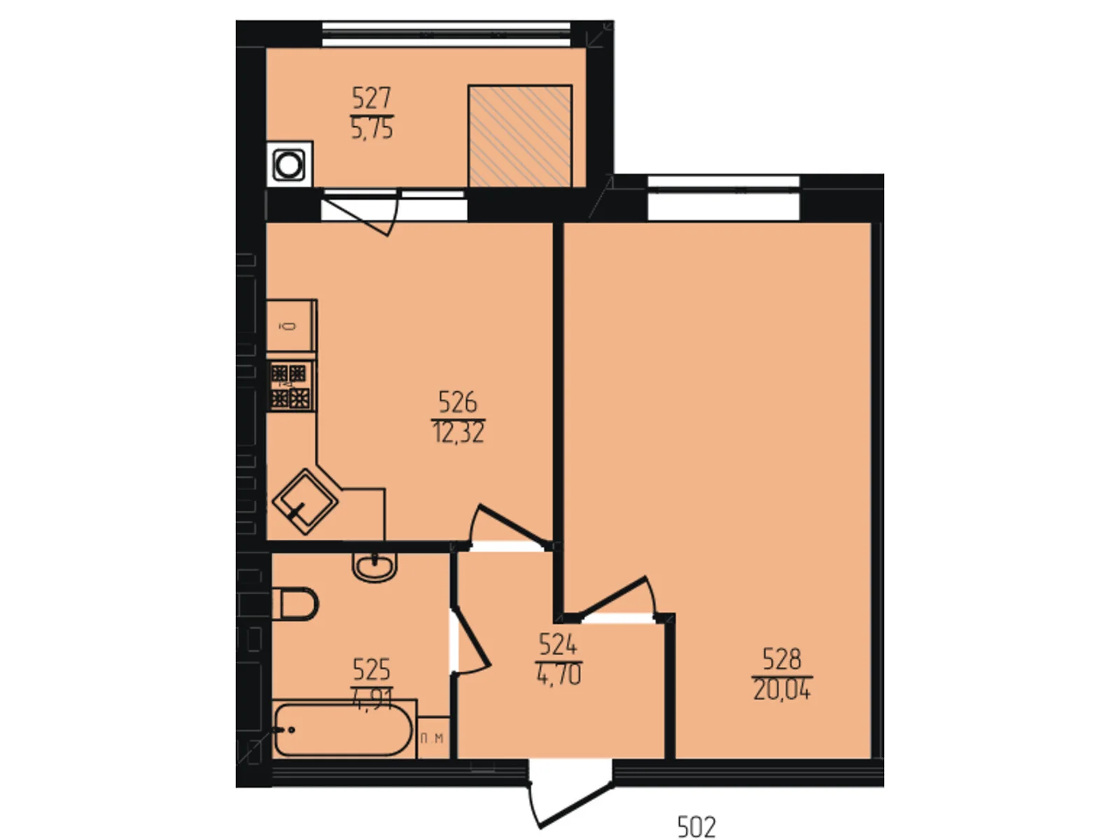 Продається 1-кімнатна квартира 47.72 кв. м у Хмельницькому, цена: 38930 $ - фото 1
