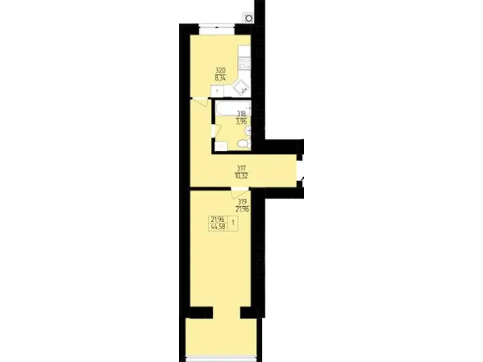 Продается 1-комнатная квартира 53.85 кв. м в, цена: 34176 $ - фото 1