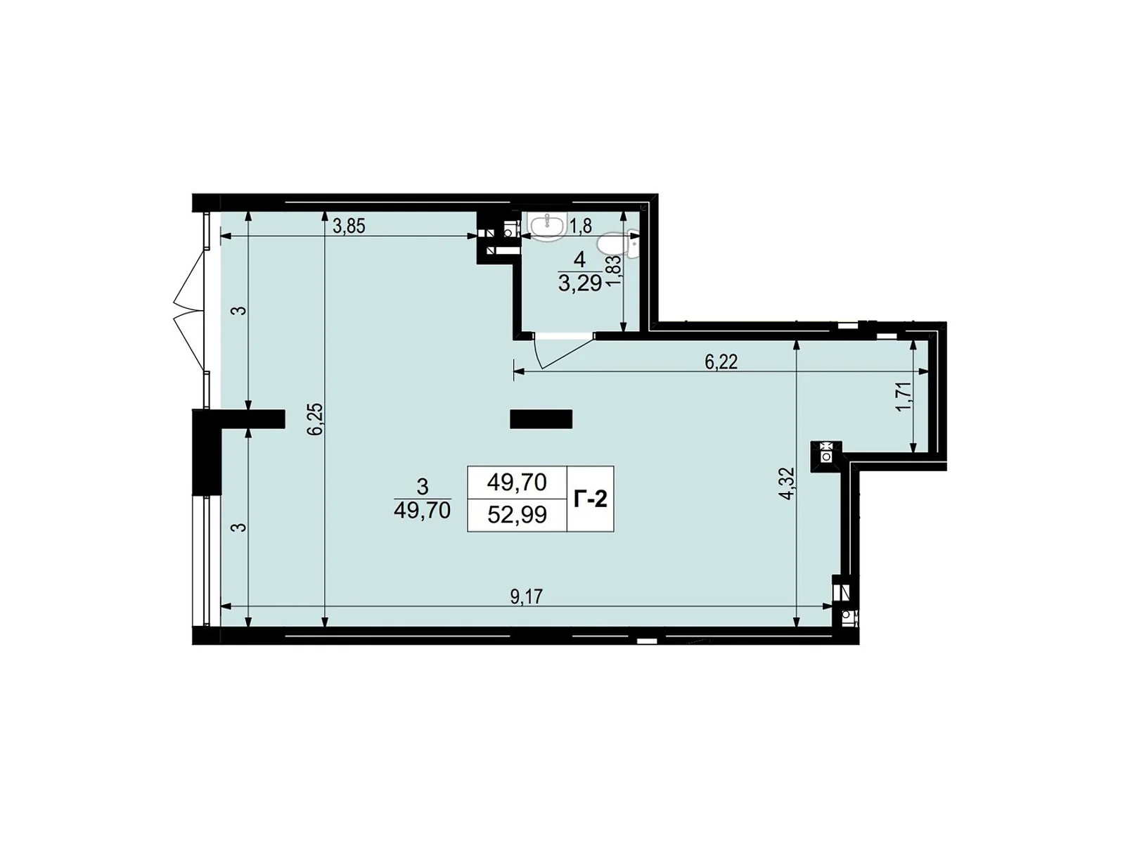 Продается объект сферы услуг 52.99 кв. м в 9-этажном здании, цена: 79485 $ - фото 1