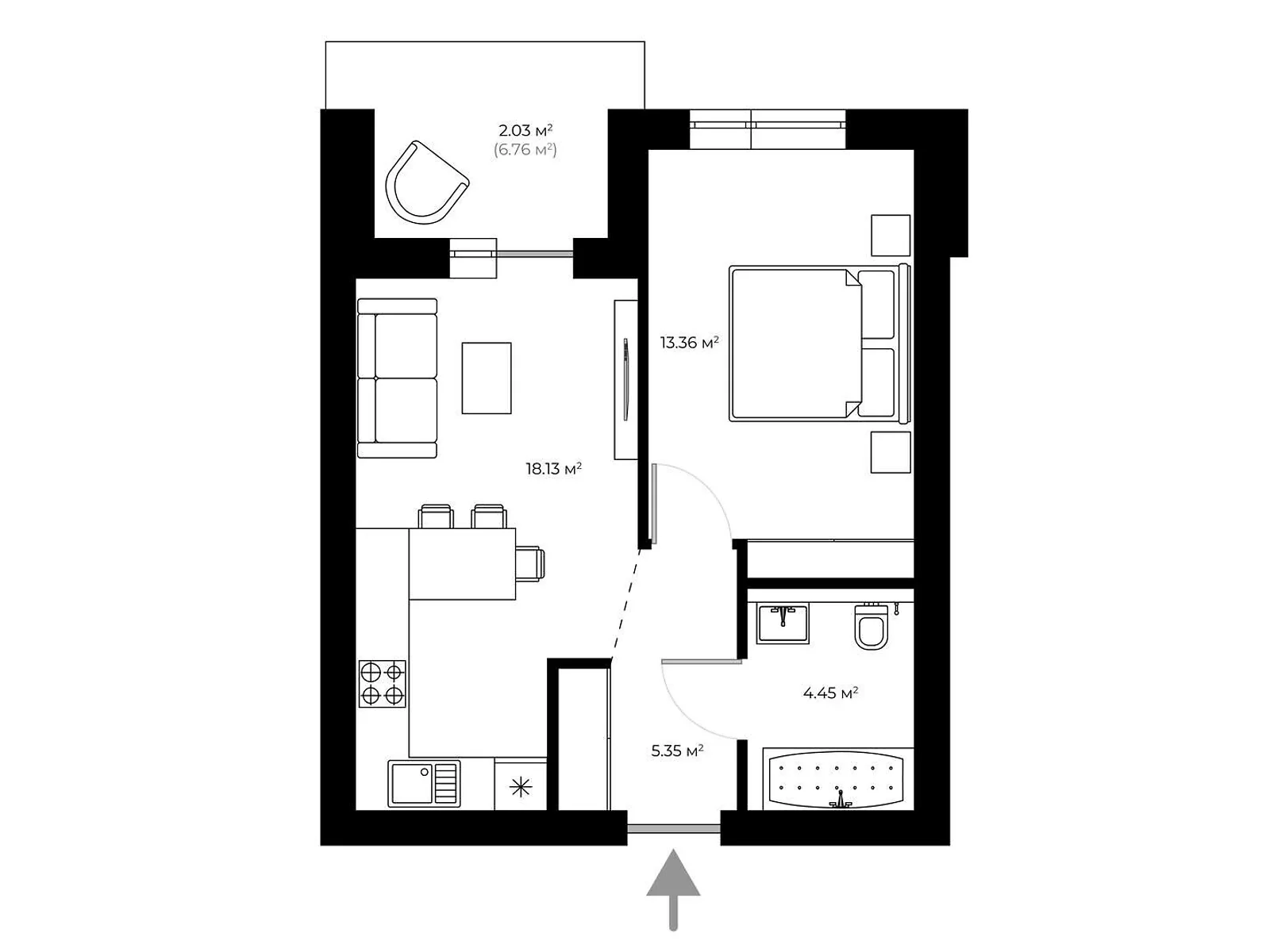 Продается 1-комнатная квартира 43.3 кв. м в Ужгороде, цена: 68847 $ - фото 1