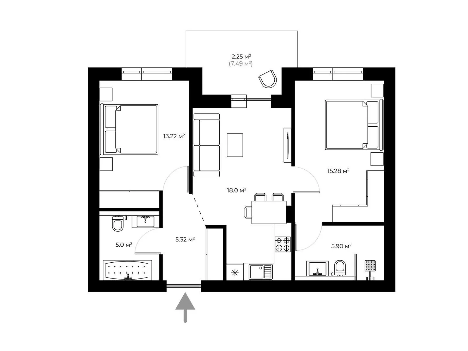 Продается 2-комнатная квартира 65 кв. м в Ужгороде, цена: 96970 $ - фото 1