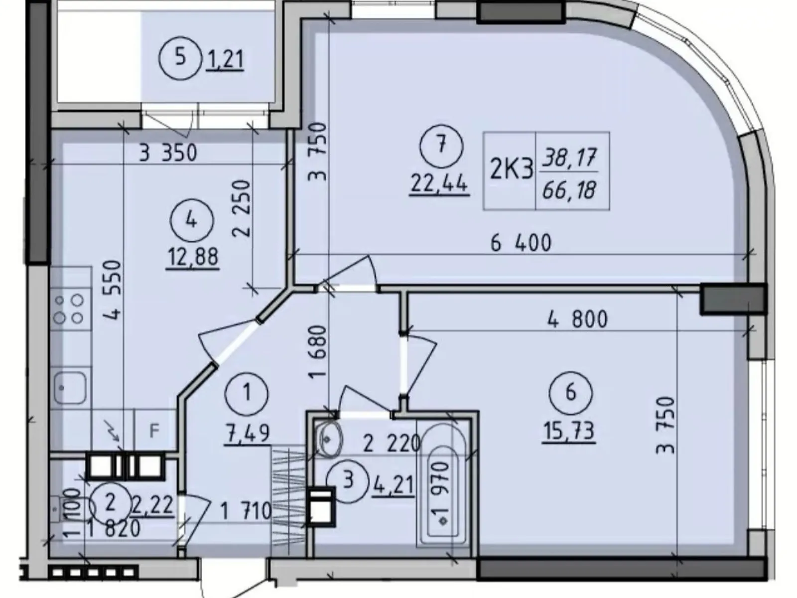 Продается 2-комнатная квартира 66 кв. м в Вышгороде, ул. Школьная, 73Б - фото 1