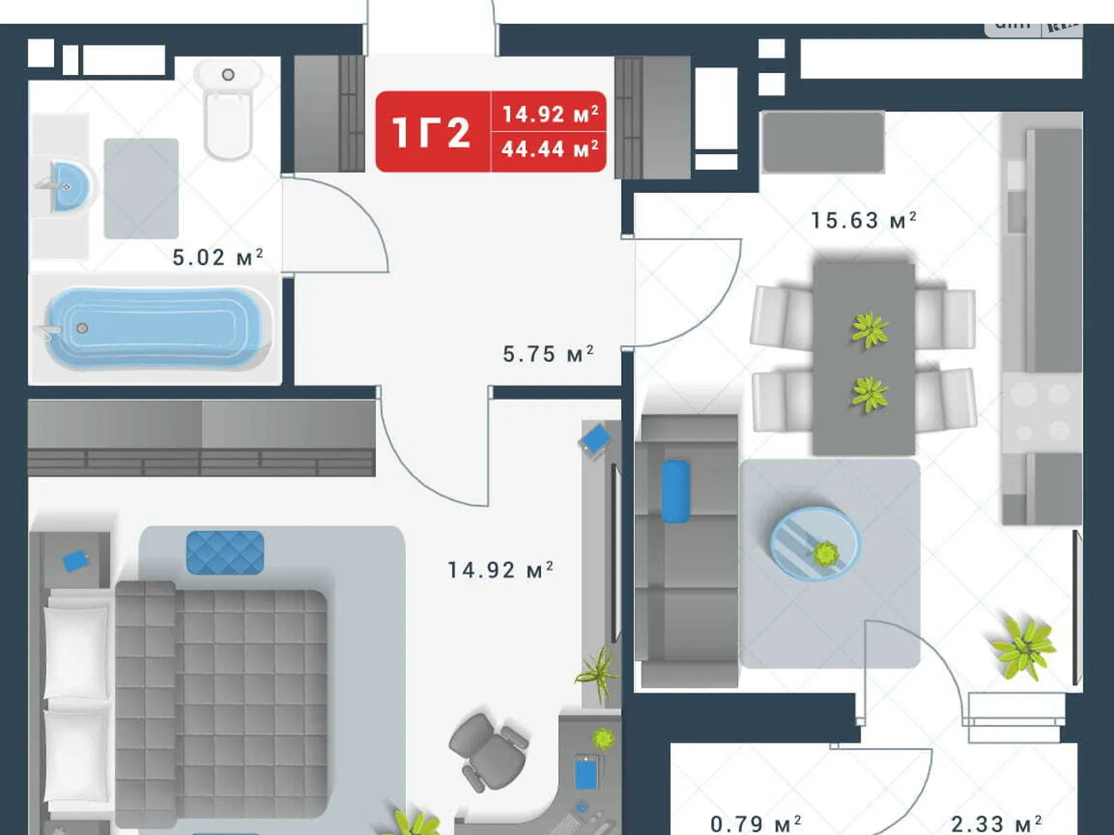Продается 1-комнатная квартира 44.44 кв. м в Киеве, ул. Глеба Бабича(Канальная), 8Г - фото 1